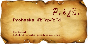 Prohaska Árpád névjegykártya